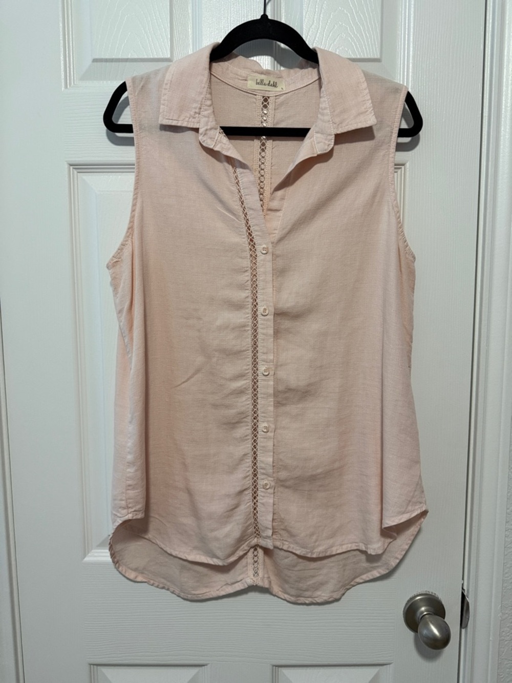 EUC BELLA DAHL SLEEVELESS BUTTON DOWN TUNIC BLUSH PINK SIZE LARGE
